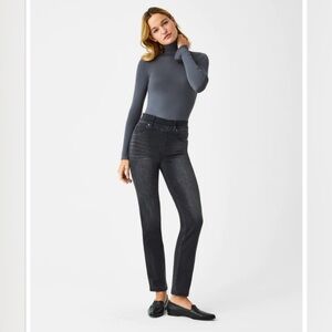 Spanx Straight Leg Jeans Black Size XL 29” Inseam
